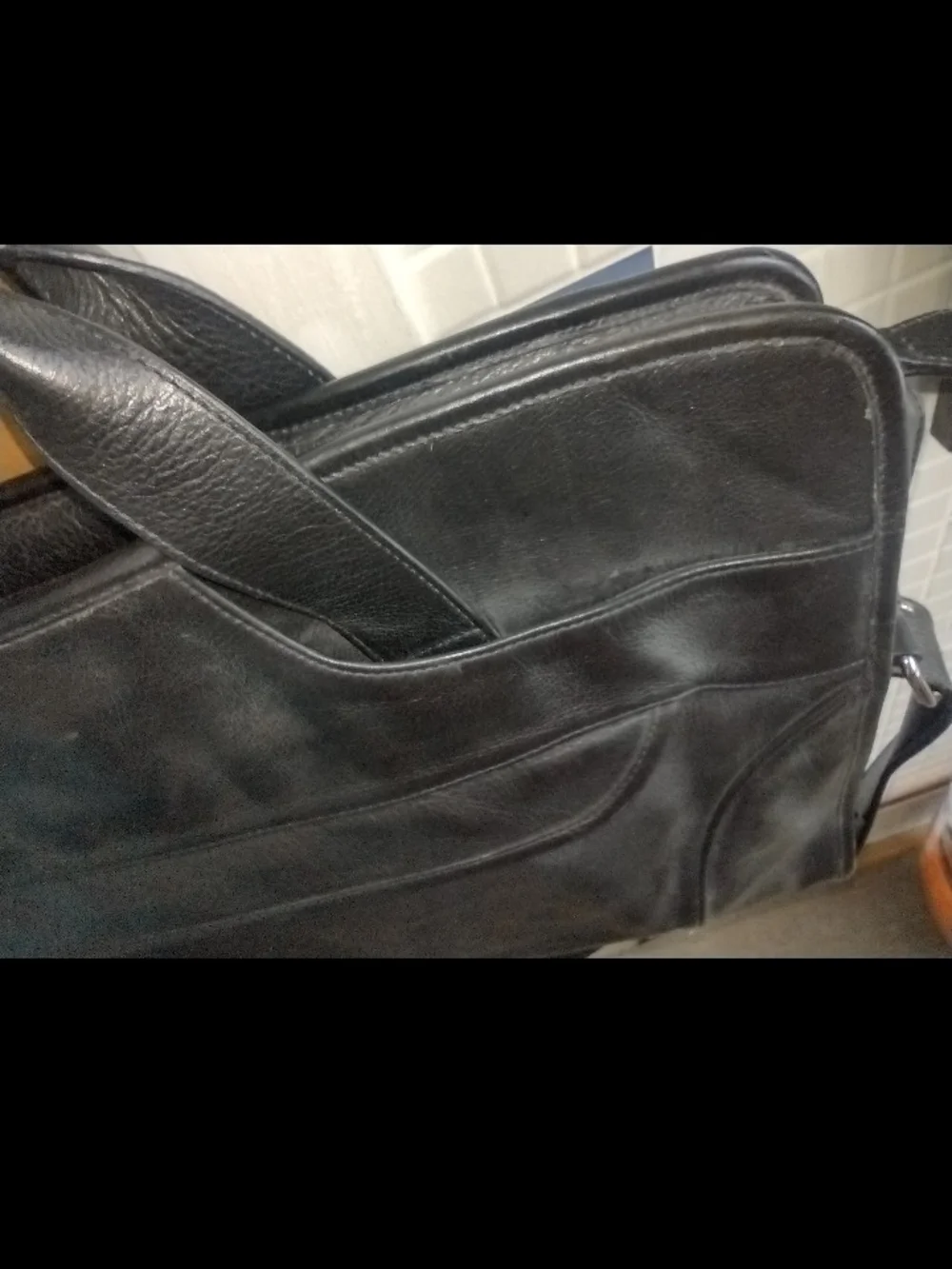 Classic Black Leather Messenger Bag for Men